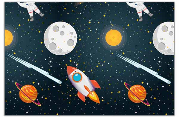 Rocket Space tablecovers for a space-themed birthday party
