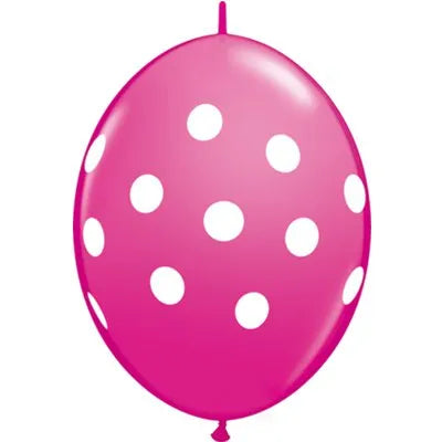 Qualatex QuickLink 12" Silk Polka Dot Pink Latex Balloons (50/Pk)