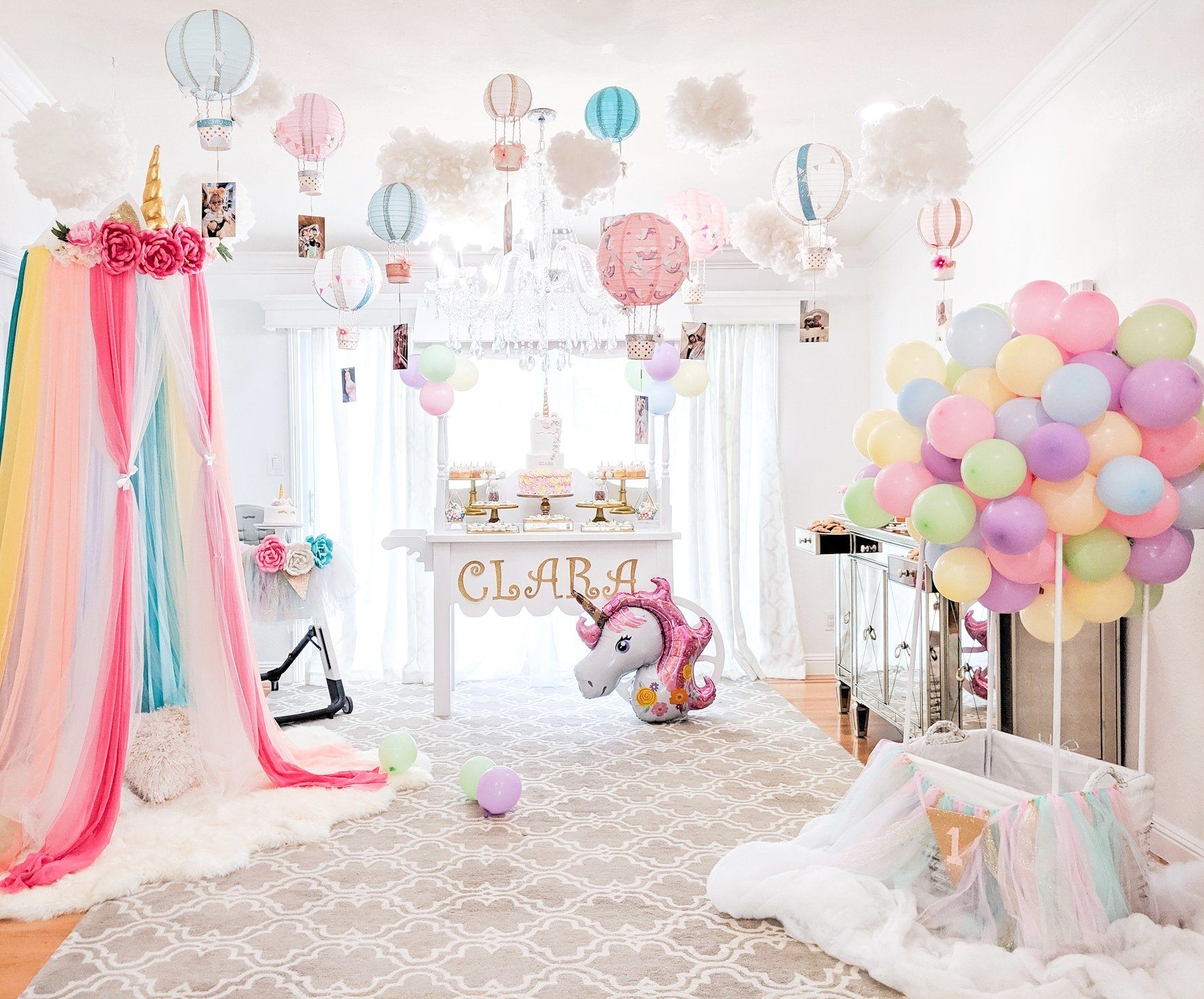 Dreamy Pastel Unicorn and Hot Air Balloon Party