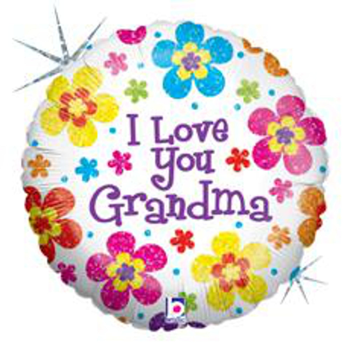 I Love You Grandma Floral Round Balloon
