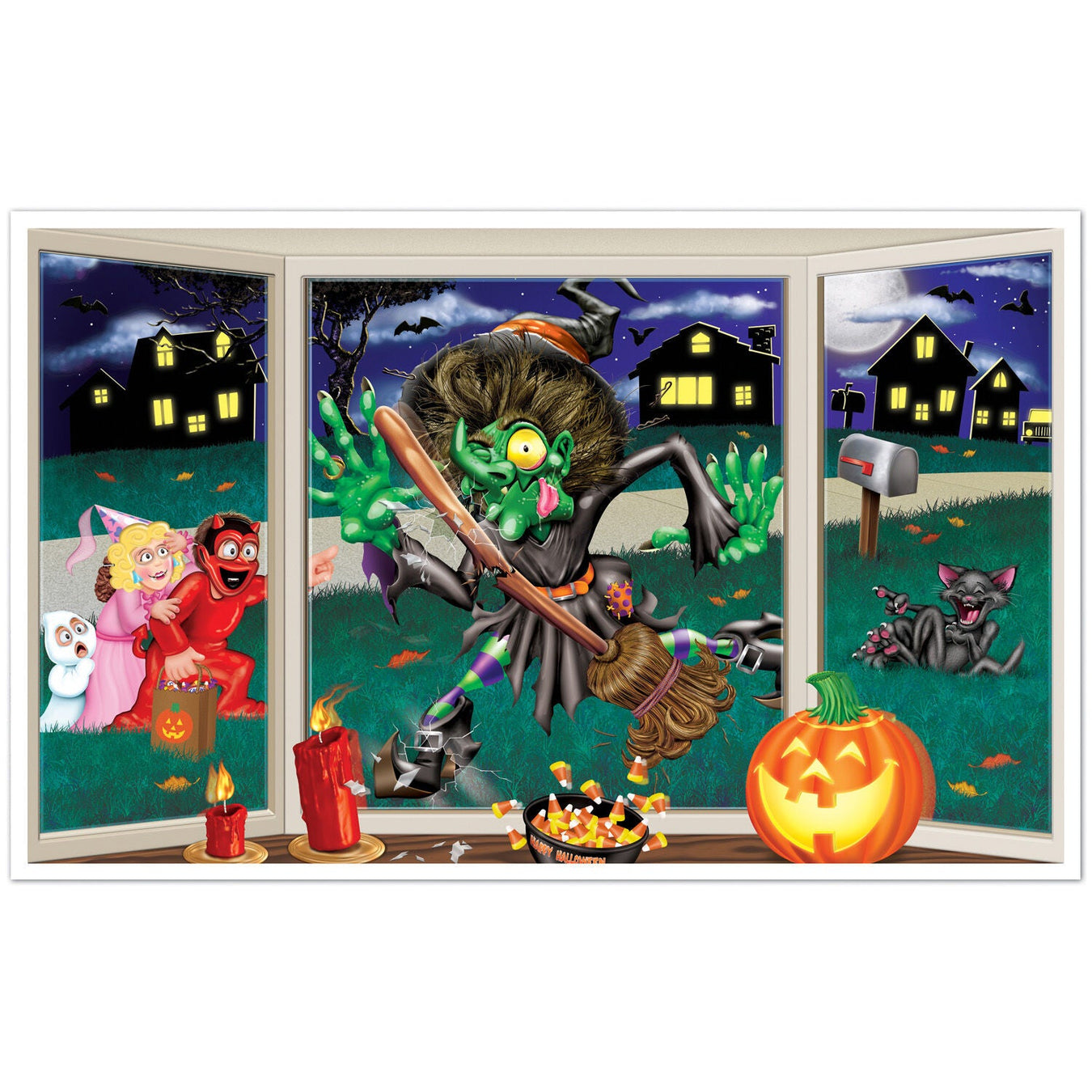 Halloween Decor Backdrop - Crashing Witch Insta-View