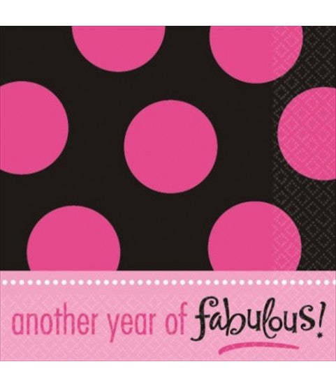 Polka Dot Pink And Black Lunch Napkins (16ct): Chic Party Essentials (3/Pk)