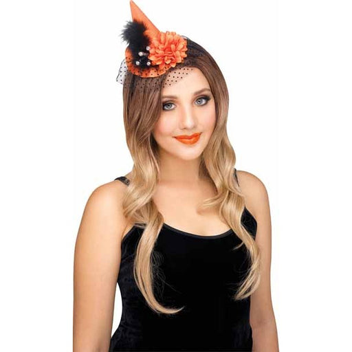 Serre-tête chapeau de sorcière orange