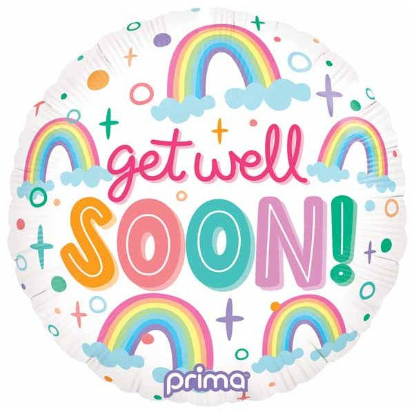 Prima Get Well Soon Rainbow 18-Inch Round Foil Balloon