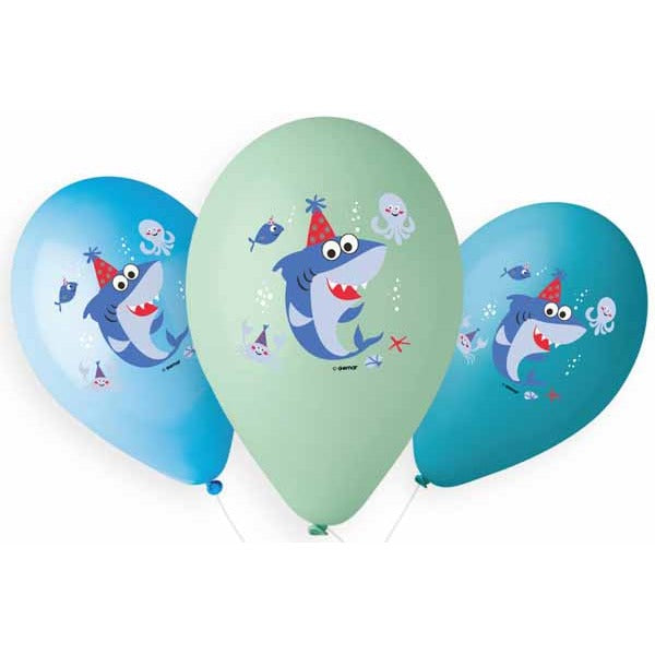 Gemar 13-Inch Multicolor Baby Shark Latex Balloons, 50 Count