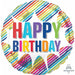 Happy Birthday Striped Burst 18-Inch Round Foil Balloon
