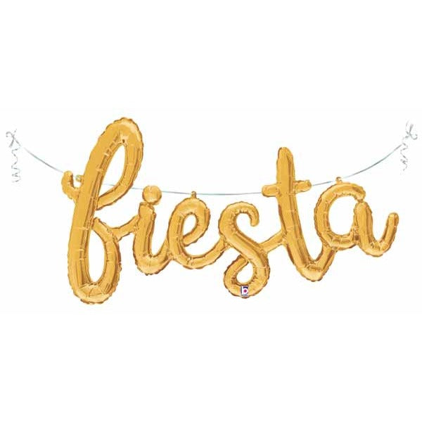 Gold Fiesta Script Air-Fill Balloon, 53 Inch