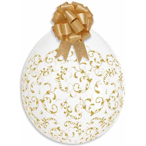 Gemar 18-Inch Gold Filigree Latex Stuffing Balloons, 25 Pack