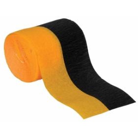 Black & Golden Yellow Crepe Streamer, 2½ Inches Wide
