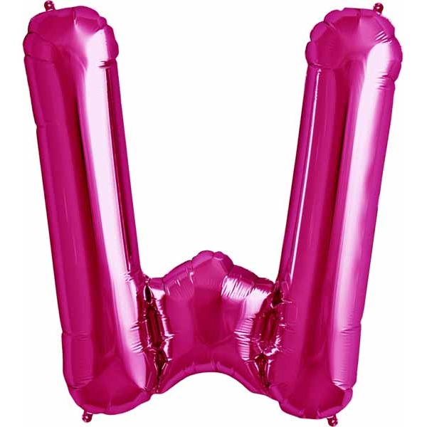 34-Inch Magenta Letter W Balloon