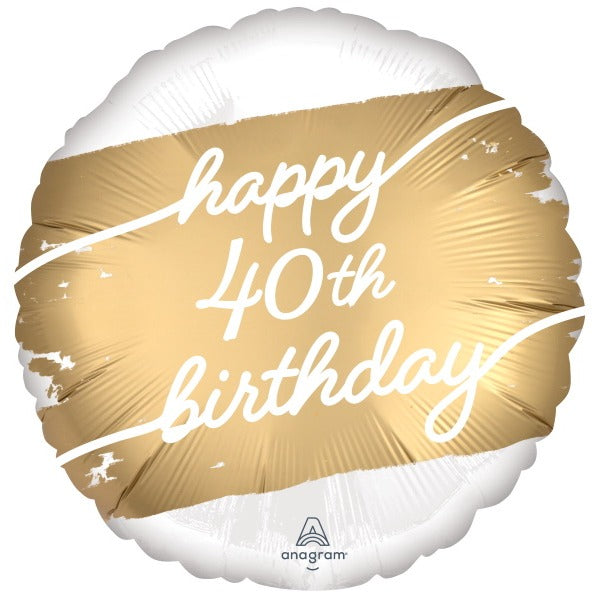 Golden Age 40 Satin Round Foil Balloon, 18 Inch