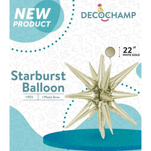 DecoChamp 22-Inch White Gold Starburst Foil Balloon