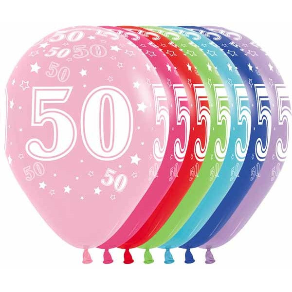 Sempertex Number 50 Assorted 11-Inch Latex Balloons, 50-Pack