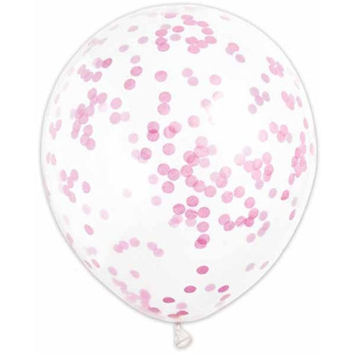 12-Inch Pink Confetti Print Latex Balloons, 4-Pack