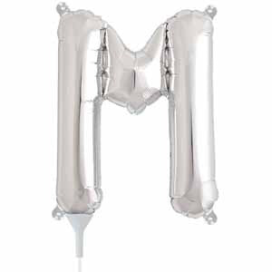 Silver Letter M Balloon, 16 Inch