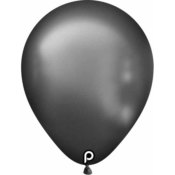 Prima Glam Charcoal 5-Inch Round Latex Balloons, 100 Count