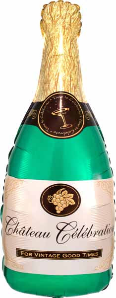 36-Inch Bubbly Wine Champagne Bottle Foil Balloon