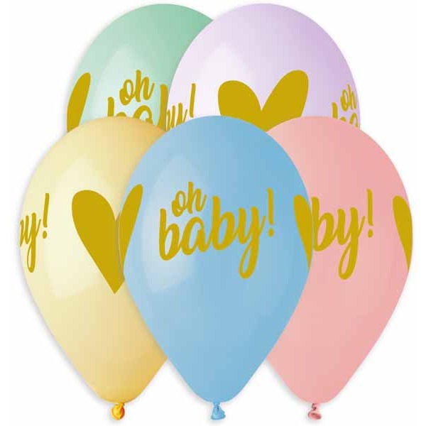 Gemar 13" Oh Baby Printed Latex Balloons, 50 Count