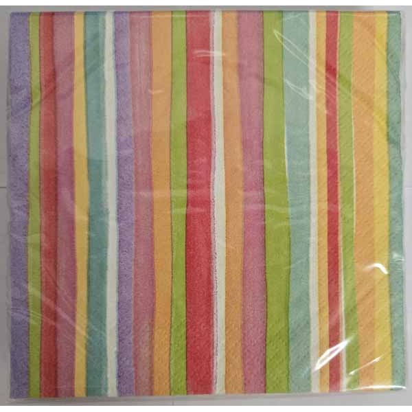 Poppy Stripe Beverage Napkins, 16 Count