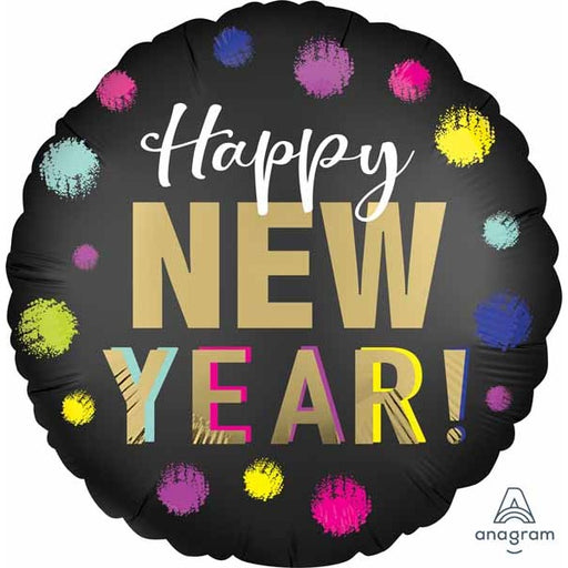 Dotted New Year 18-Inch Round Foil Balloon