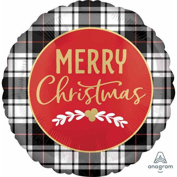 Christmas Plaid 18" Round Foil Balloon