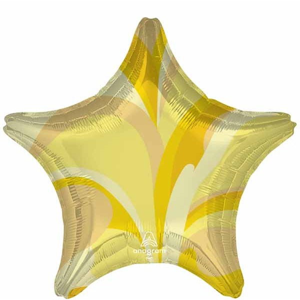 19 Inch Gold Macro Marble Star Foil Balloon