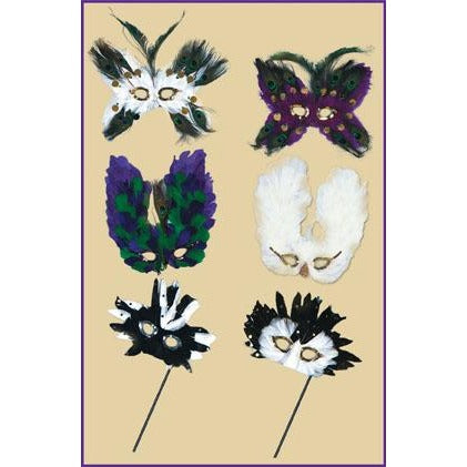 ULTIMA FANCI FEATHER MASK 6 ASST (1/PK)