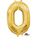 16-Inch Gold Number 0 Foil Balloon