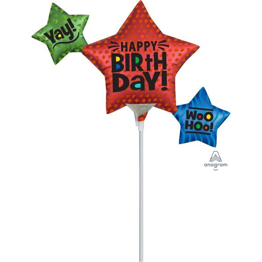 Satin Star Trio Birthday Mini Shape Foil Balloon