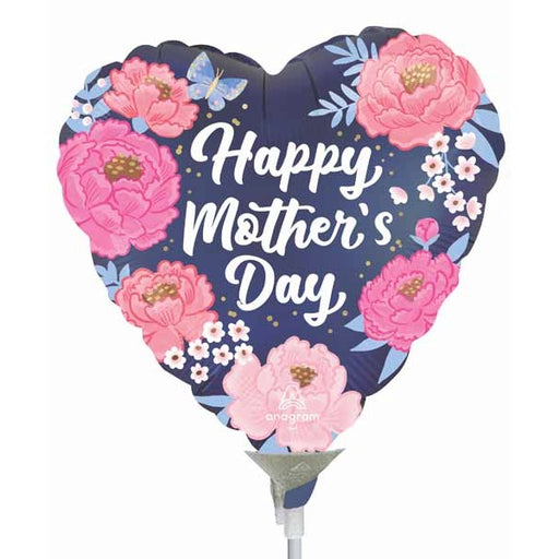 Happy Mother's Day Peony Garden 9" Heart Foil Balloon
