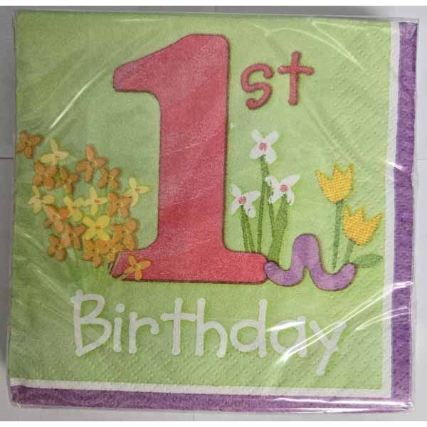 One Special Girl 1st Birthday Beverage Napkins, 16 Count