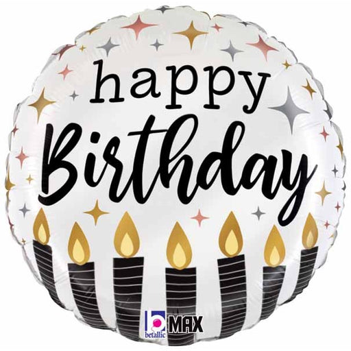 Metallic Happy Birthday Candles 18-Inch Round Satin Balloon
