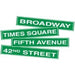4"X24" NYC STREET NAME CUTOUTS 4/PKG