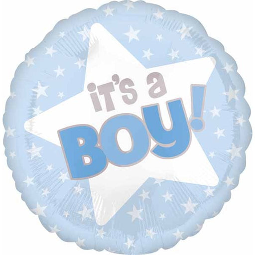 It's a Boy Blue Star Foil Balloon, 18 Inch