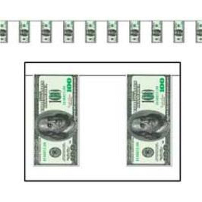 $100 Bill Pennant Banner - 10"X12' 1/Pkg