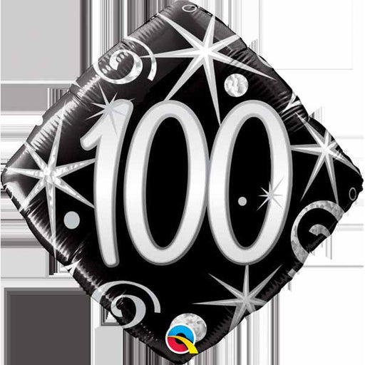 "100" Elegant Sparkle & Swirls 18" Diamond Shape Foil Balloon