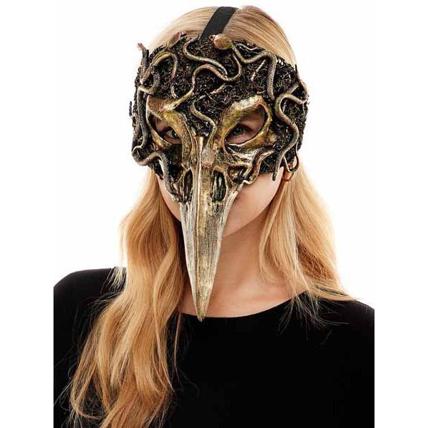 Green Woodland Long Beak Costume Mask