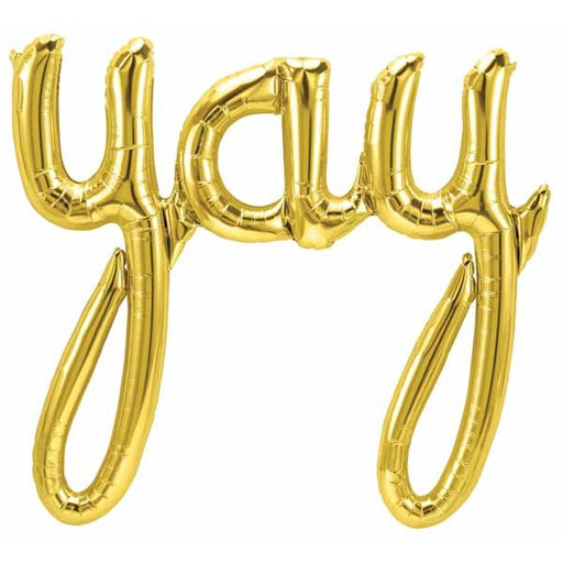 45-Inch Gold Yay Script Balloon