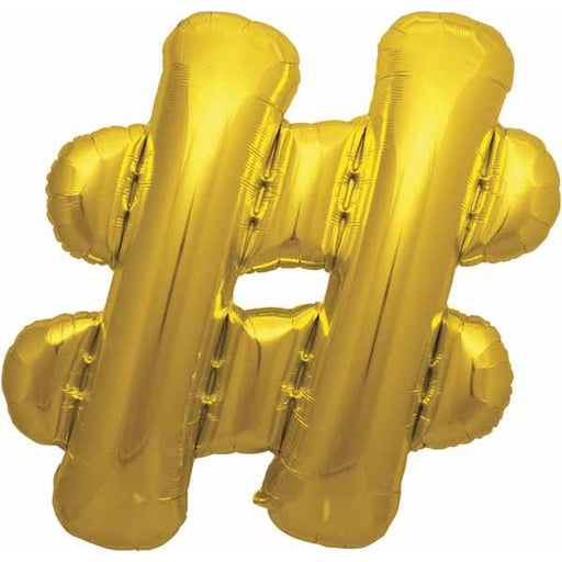 34-Inch Gold Hashtag Symbol Balloon