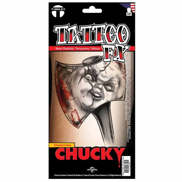 Chucky with Axe Tattoo FX Temporary Tattoo