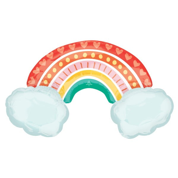Retro Rainbow Shaped Foil Balloon, 37 Inch