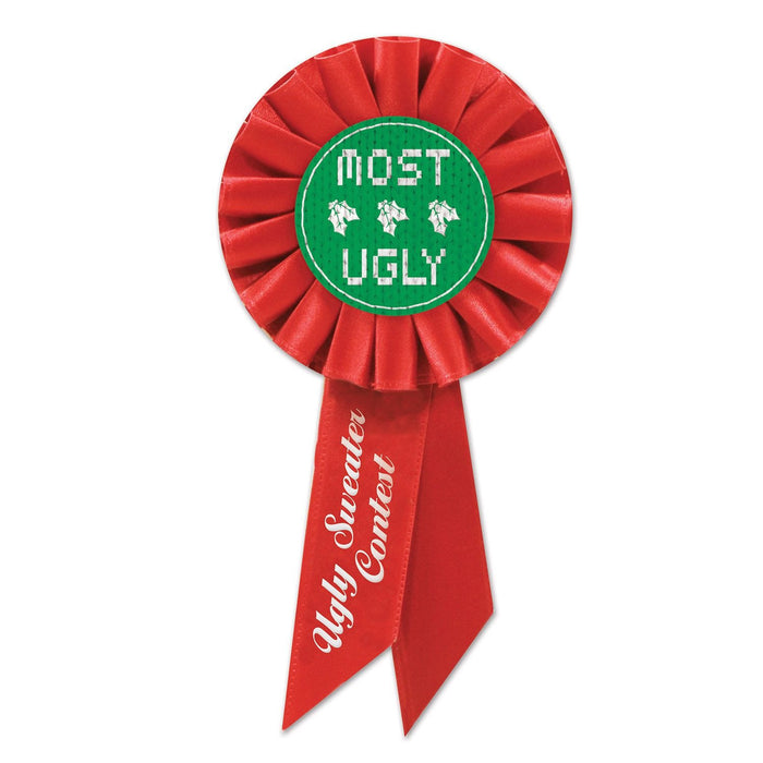 Most Ugly Sweater Contest Rosette Award Ribbon