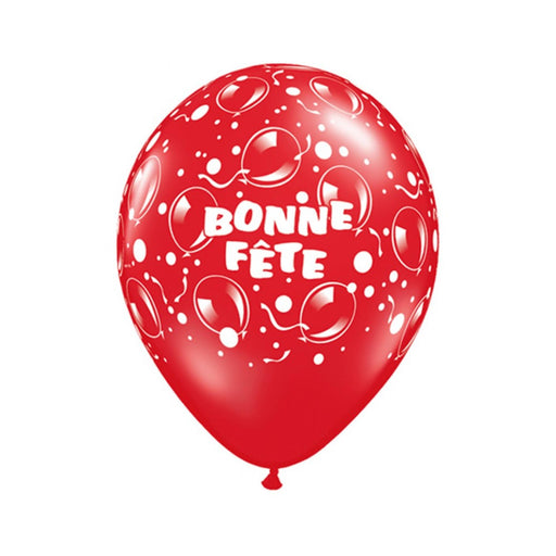 11" Bonne Fete Red Balloons - Pack Of 50