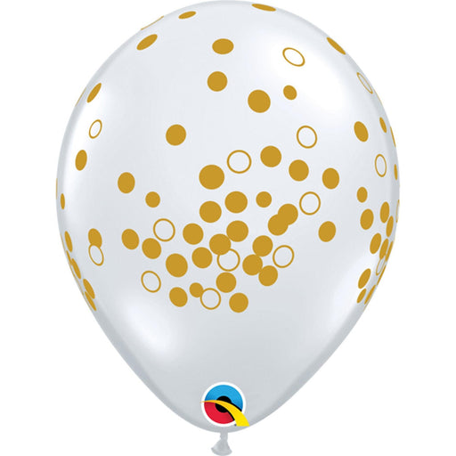 11" Confetti Dots Latex Balloons With Gold Ink (50 Pack)