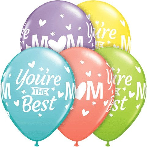 Mom You're the Best Assorted 11″ Latex Balloons  