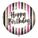 FOIL BALLOON 18" PKG HBDAY PK/GD STRIPES