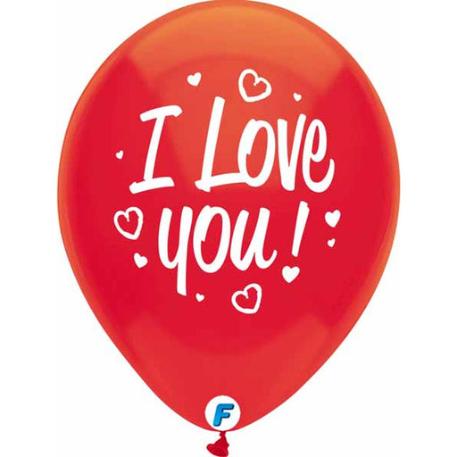 12" "I Love You" Heart Balloons - Pack of 8