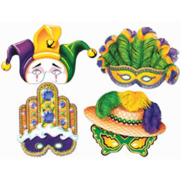 12" Mardi Gras Masks - 4 Designs (Bulk)