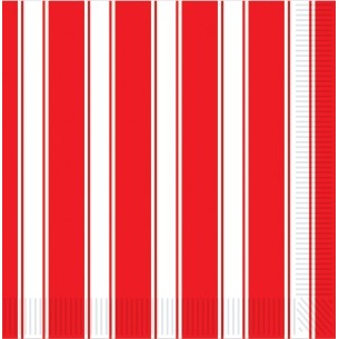 Red & White Striped Beverage Napkins, 16 Count