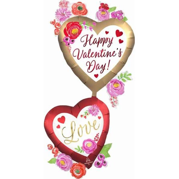 52-Inch Satin Watercolor Floral Valentine's Day Foil Balloon